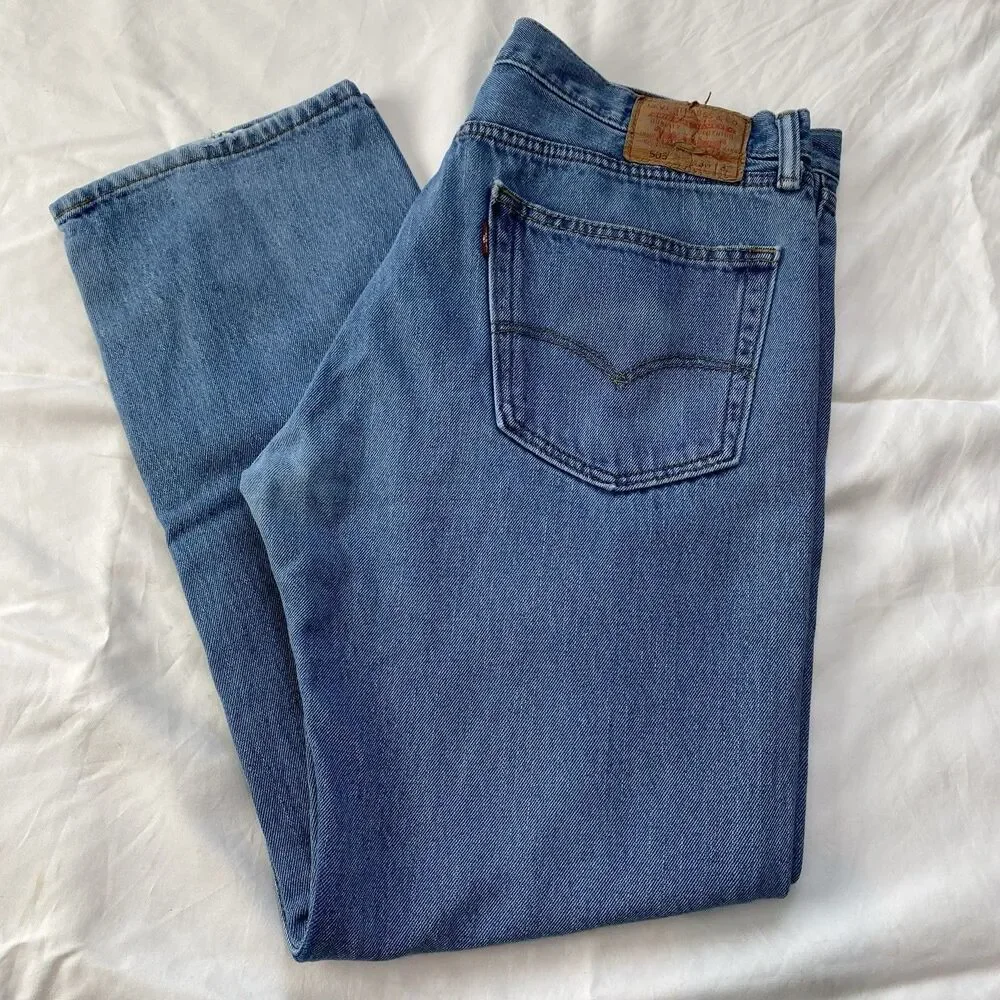 Levi's 505 Jeans Men's 36x32 Blue Straight Leg Denim Light Wash